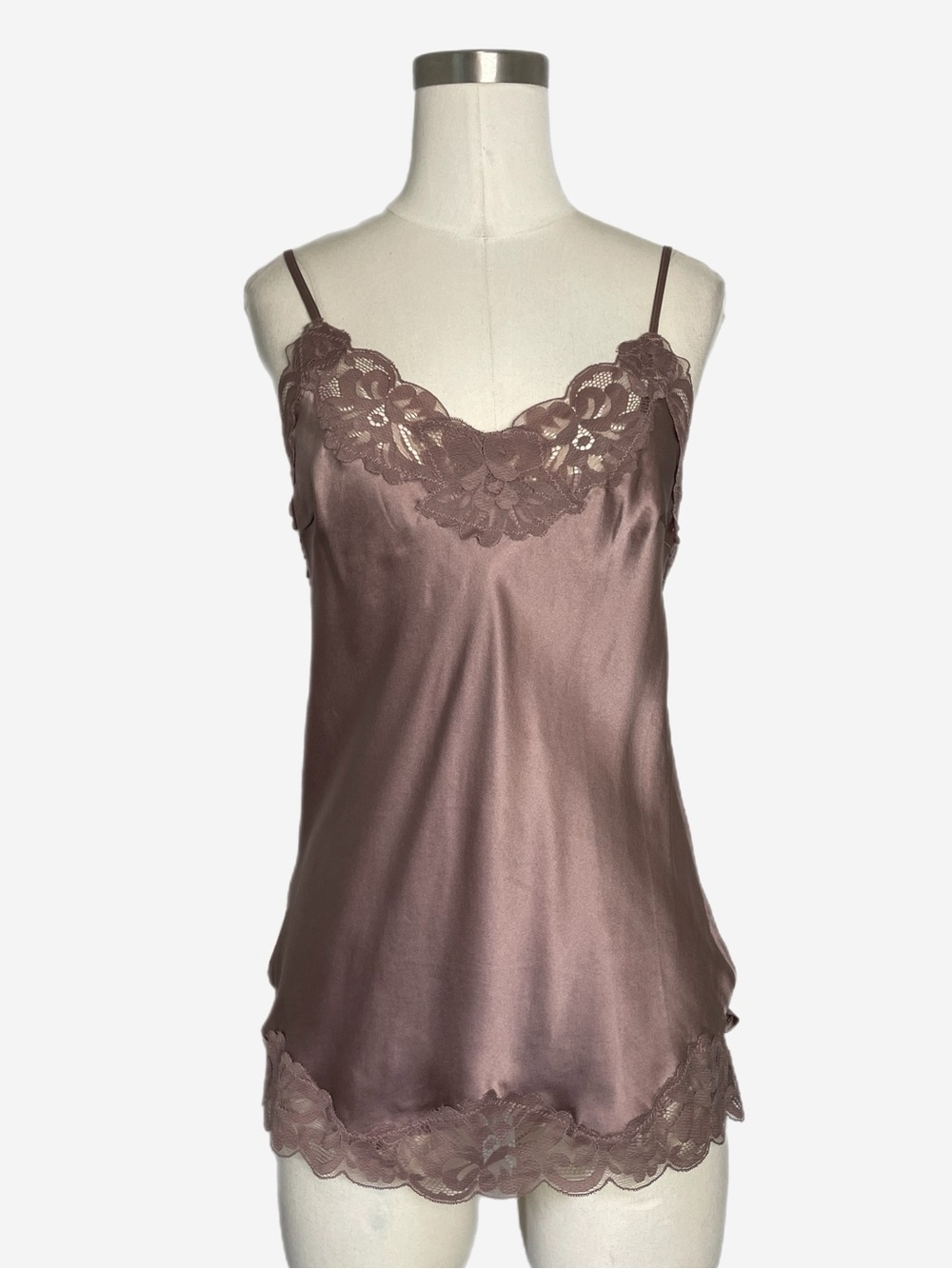 Gold Hawk NWT Floral lace silk cami in rose taupe feminine romantic soft S